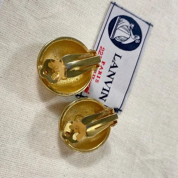 Lanvin Gold & Enameled Flower Clip-On Earrings